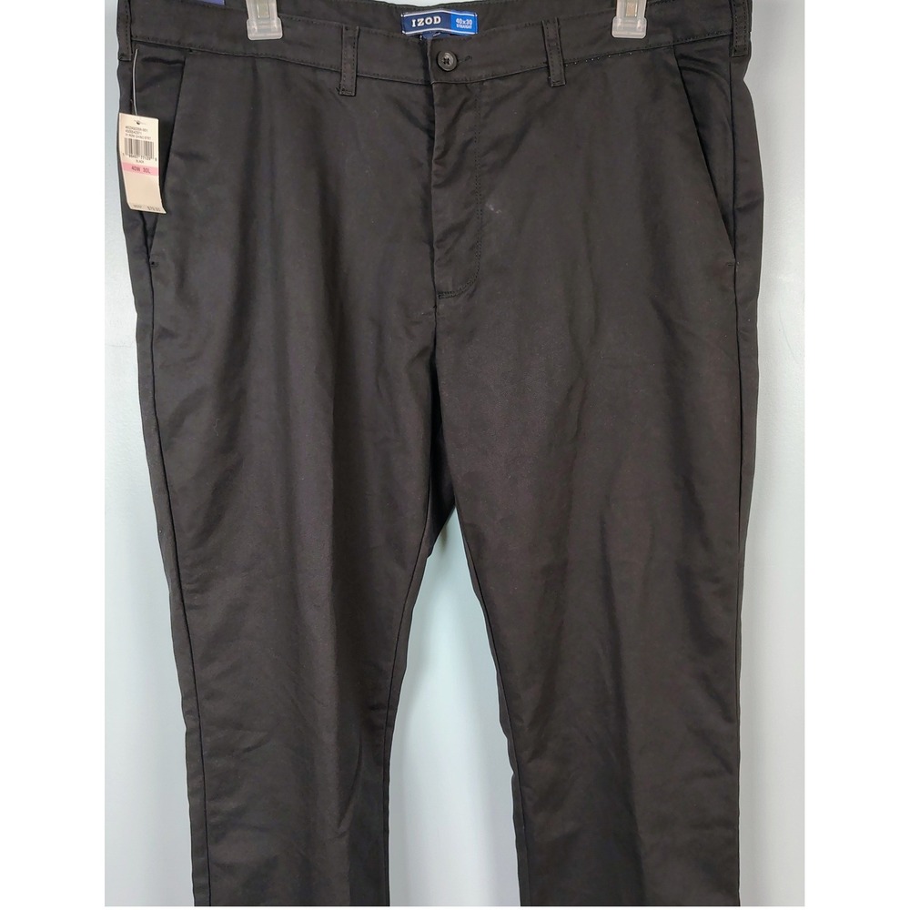 IZOD Mens Black Performance‎ Stretch Straight Fit Chino Pants 40x30